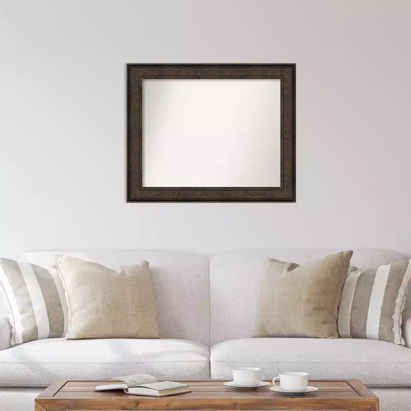 Specchio da parete rettangolare incorniciato Ridge bronzo 34" x 28", non smussato, stile moderno