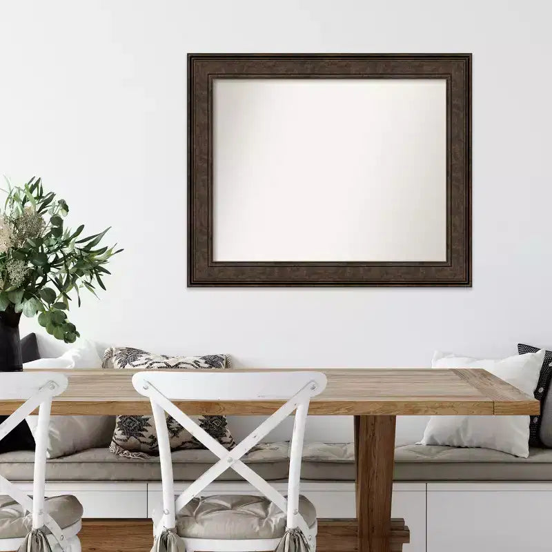 Specchio da parete rettangolare incorniciato Ridge bronzo 34" x 28", non smussato, stile moderno