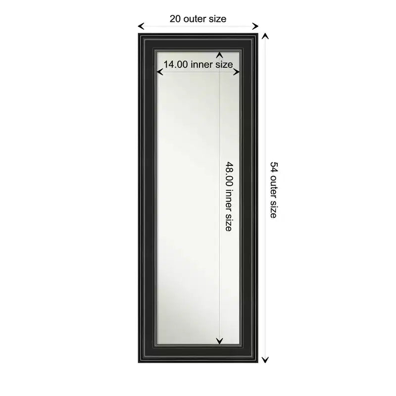 Specchio da porta intera Ridge nero con cornice, 50,8 cm x 137,16 cm, senza smussatura, da appendere alla porta o da montare a parete