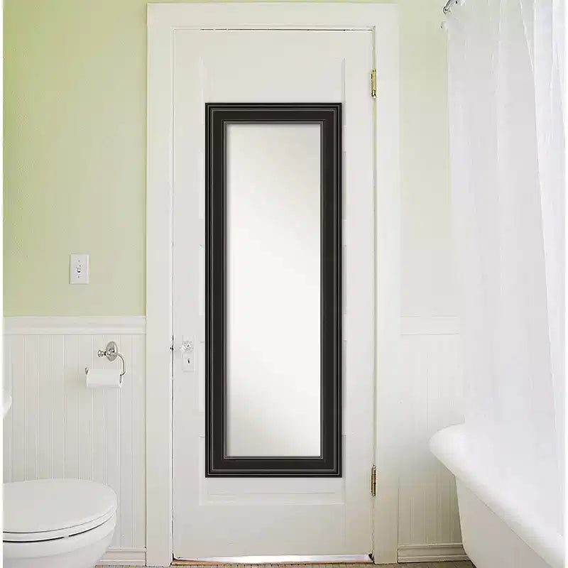 Specchio da porta intera Ridge nero con cornice, 50,8 cm x 137,16 cm, senza smussatura, da appendere alla porta o da montare a parete