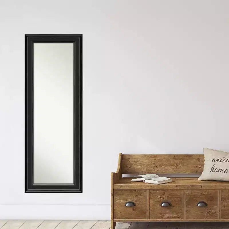 Specchio da porta intera Ridge nero con cornice, 50,8 cm x 137,16 cm, senza smussatura, da appendere alla porta o da montare a parete