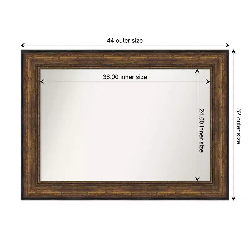 Specchio da parete rettangolare con cornice in bronzo Ballroom, 44" x 32", non bisellato, include hardware di montaggio