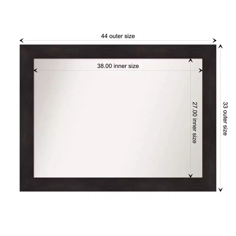 Specchio da parete rettangolare incorniciato color espresso, 44" x 33", non smussato, hardware di montaggio incluso