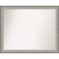 31" x 25" Non-Beveled Wall Mirror Brushed Pewter, Modern Vanity Decor - Amanti Art