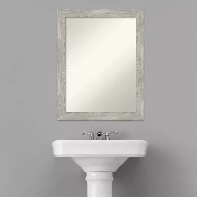 Specchio da bagno con cornice stretta, grigio tortora lavato, 22" x 28", senza smussatura, da parete