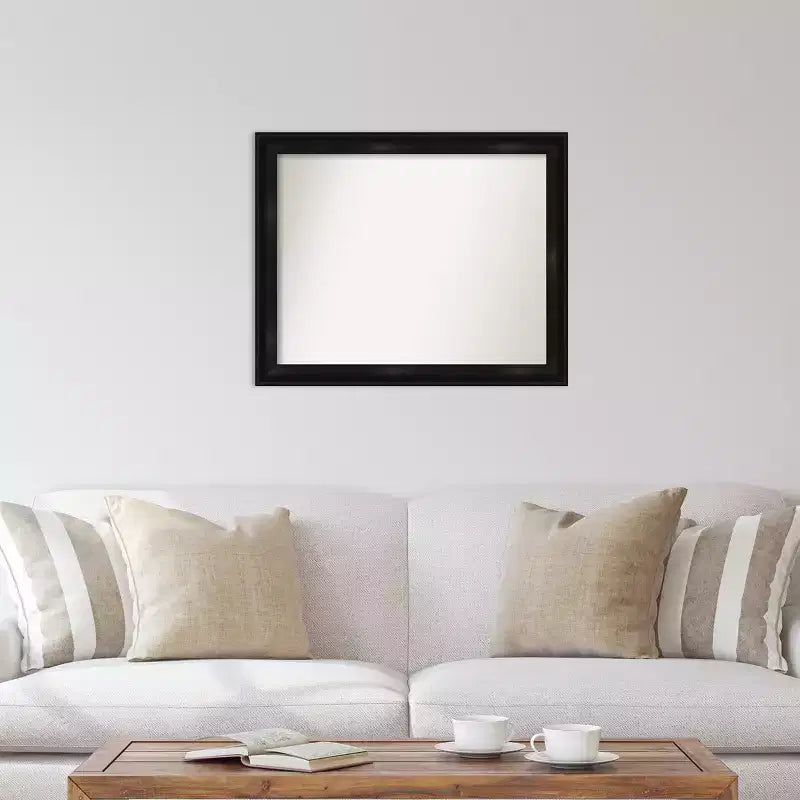 Specchio da parete rettangolare incorniciato stretto nero grande 32" x 26", senza smussature, montabile a parete
