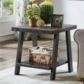 Roundhill Furniture Athens Contemporary Replicated Wood Shelf End Table in Charcoal Finish