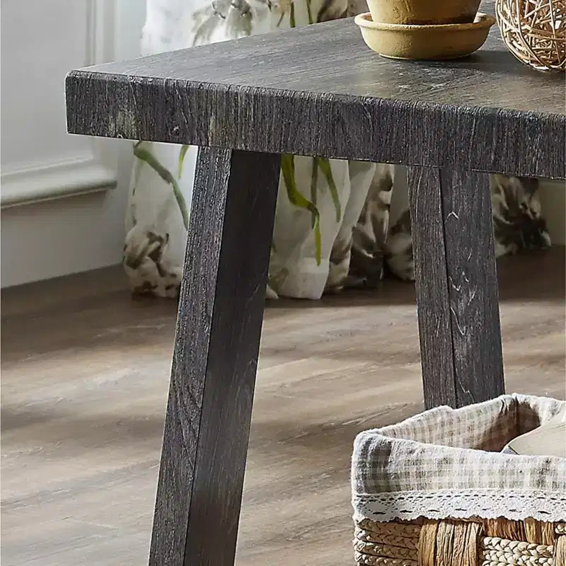 Tavolino contemporaneo in legno color carbone con ripiano inferiore