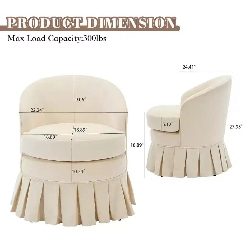 Sedia da pranzo imbottita, poltrona moderna di metà secolo, sgabello da trucco, comoda poltrona singola per camera da letto, soggiorno, sala da pranzo, beige