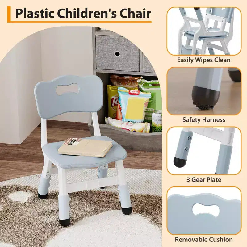 Sedia per bambini (confezione da 2), sedia per bambini in plastica regolabile in altezza a 3 livelli (età 2-6 anni) - Ideale per uso domestico, in classe e all'asilo