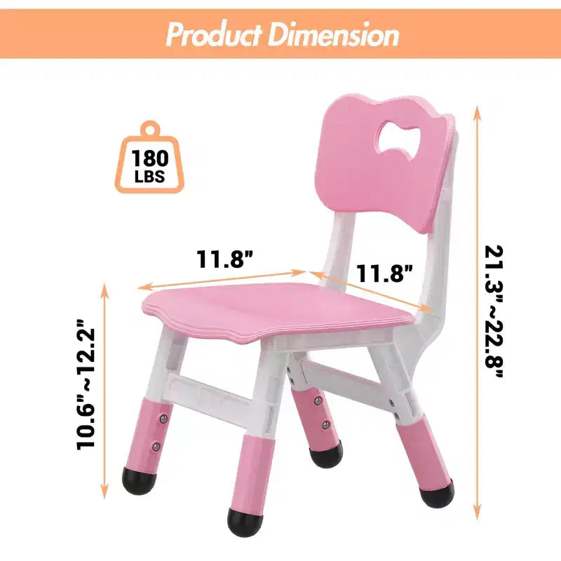 Sedia per bambini (confezione da 2), sedia per bambini in plastica regolabile in altezza a 3 livelli (età 2-6 anni) - Ideale per uso domestico, in classe e all'asilo