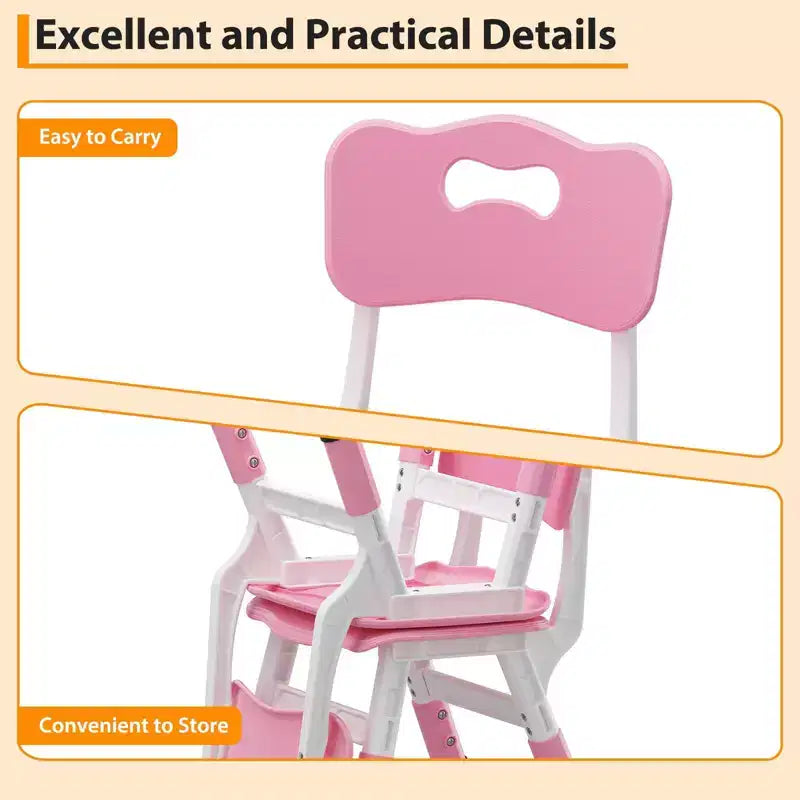 Sedia per bambini (confezione da 2), sedia per bambini in plastica regolabile in altezza a 3 livelli (età 2-6 anni) - Ideale per uso domestico, in classe e all'asilo