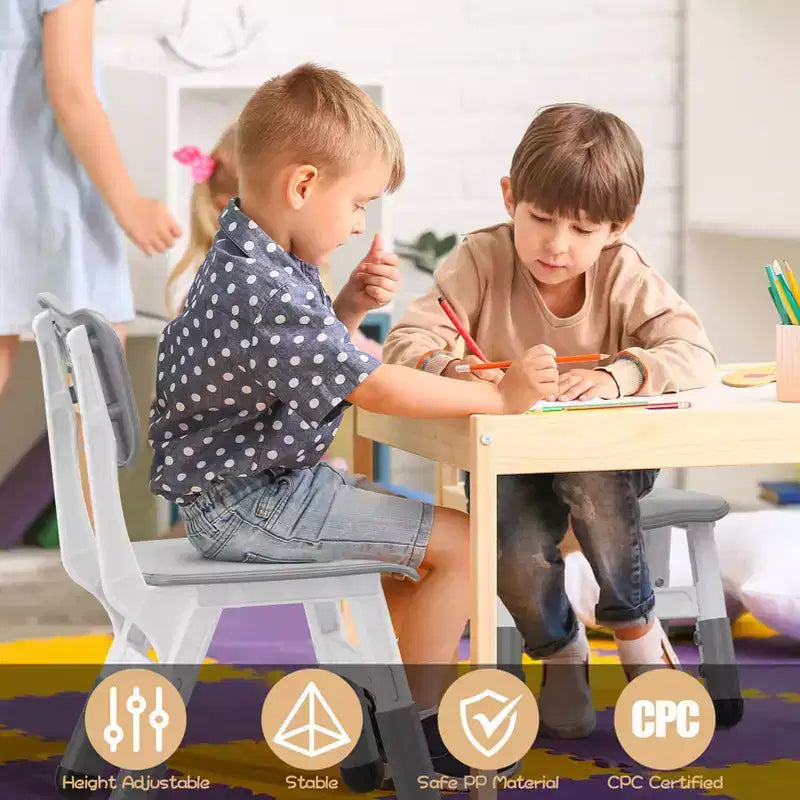 Sedia per bambini (confezione da 2), sedia per bambini in plastica regolabile in altezza a 3 livelli (età 2-6 anni) - Ideale per uso domestico, in classe e all'asilo
