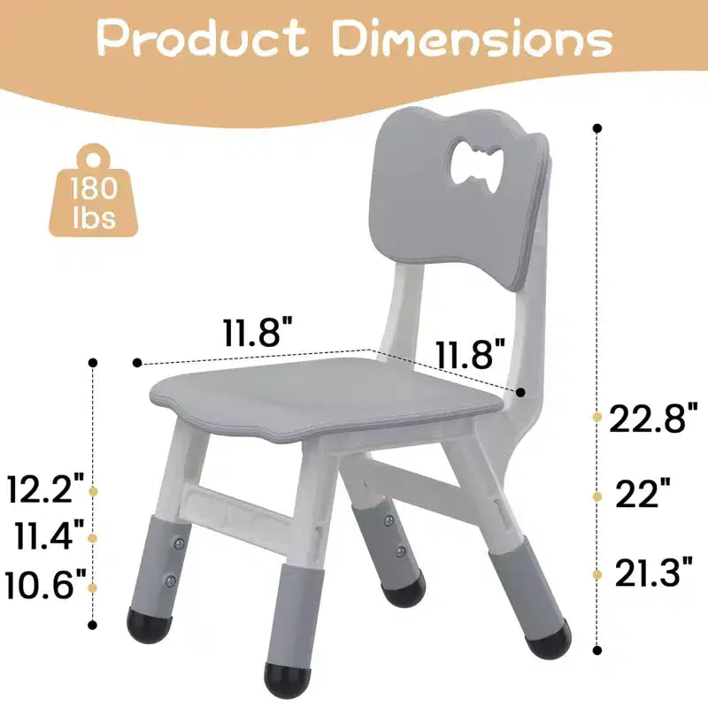 Sedia per bambini (confezione da 2), sedia per bambini in plastica regolabile in altezza a 3 livelli (età 2-6 anni) - Ideale per uso domestico, in classe e all'asilo