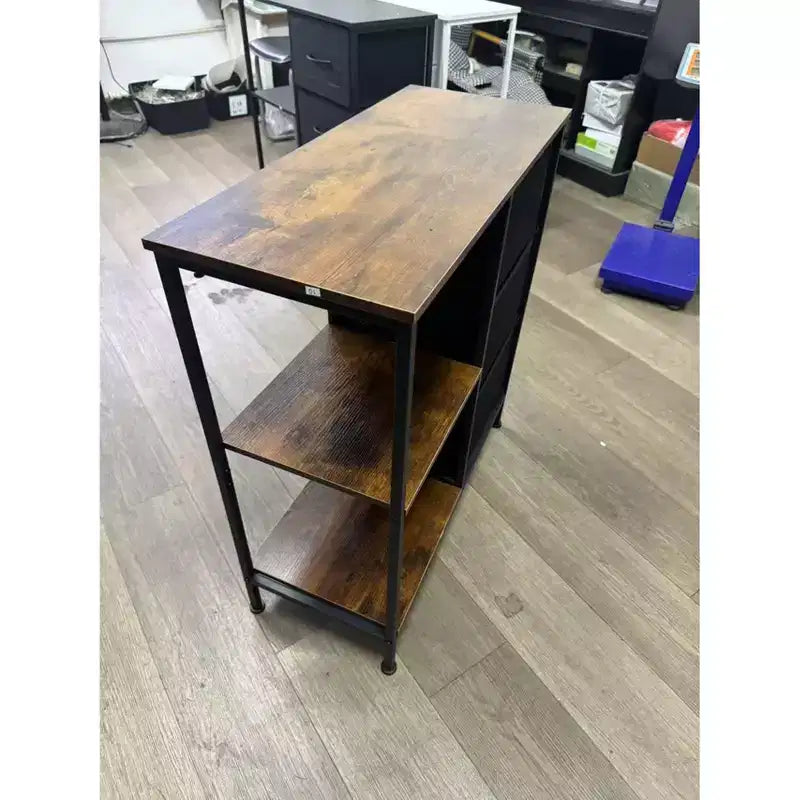 Cassettiera a 3 cassetti con ripiano aperto, supporto per stampante in legno con contenitore, schedario in tessuto per documenti A4/lettere per ufficio domestico