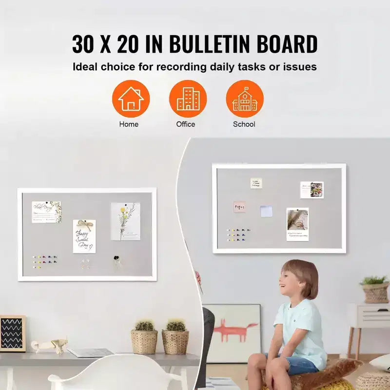 Bacheca in sughero di lino 30 x 20 pollici con cornice in MDF bianco per casa ufficio scuola