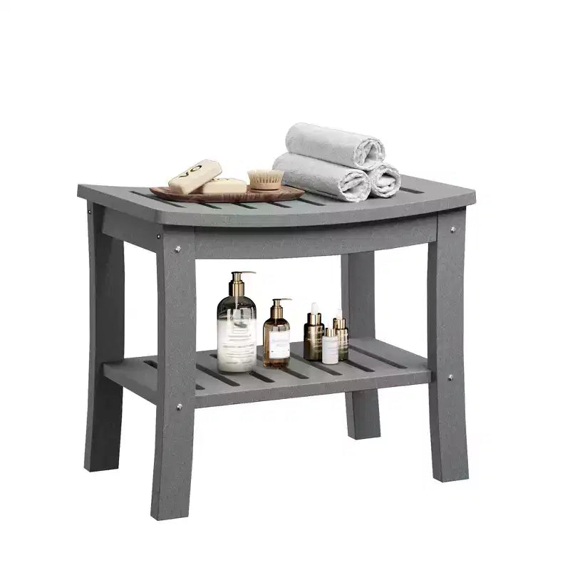 Sgabello da doccia, Sgabello da doccia impermeabile in HDPE da 52 cm, Sedia da bagno da 180 kg con ripiano portaoggetti, Sedia da bagno antiscivolo per anziani