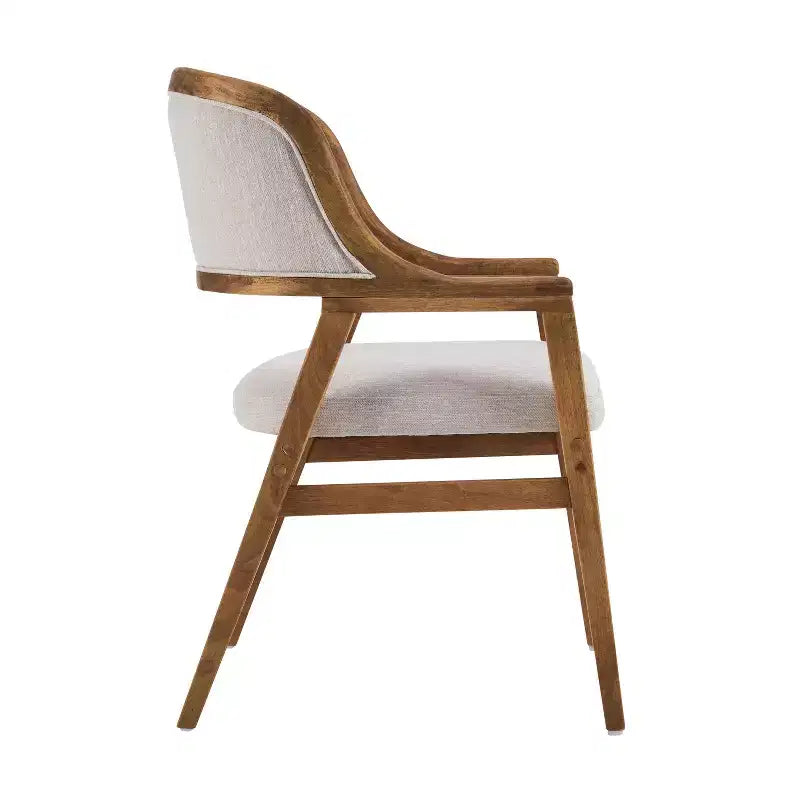Sedie da pranzo imbottite Mid-Century Modern con braccioli e gambe in legno di gomma, set da 4