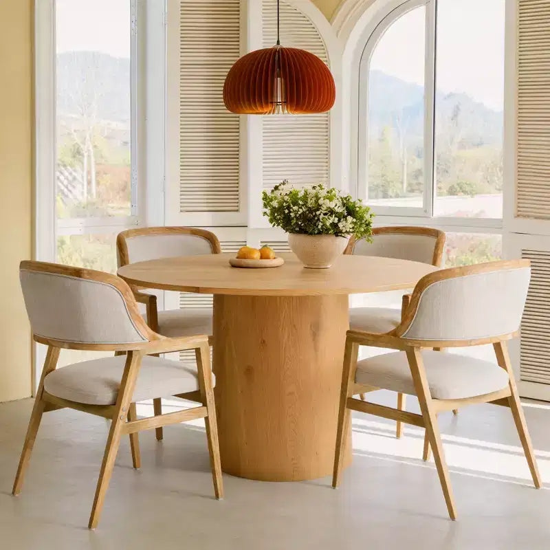 Sedie da pranzo imbottite Mid-Century Modern con braccioli e gambe in legno di gomma, set da 4