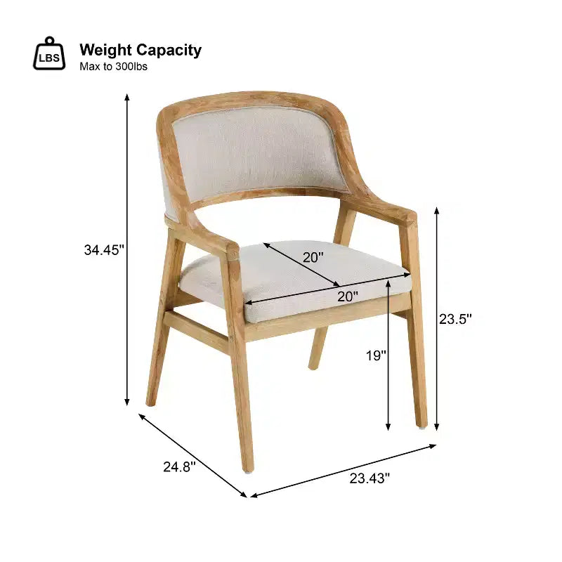 Sedie da pranzo imbottite Mid-Century Modern con braccioli e gambe in legno di gomma, set da 4