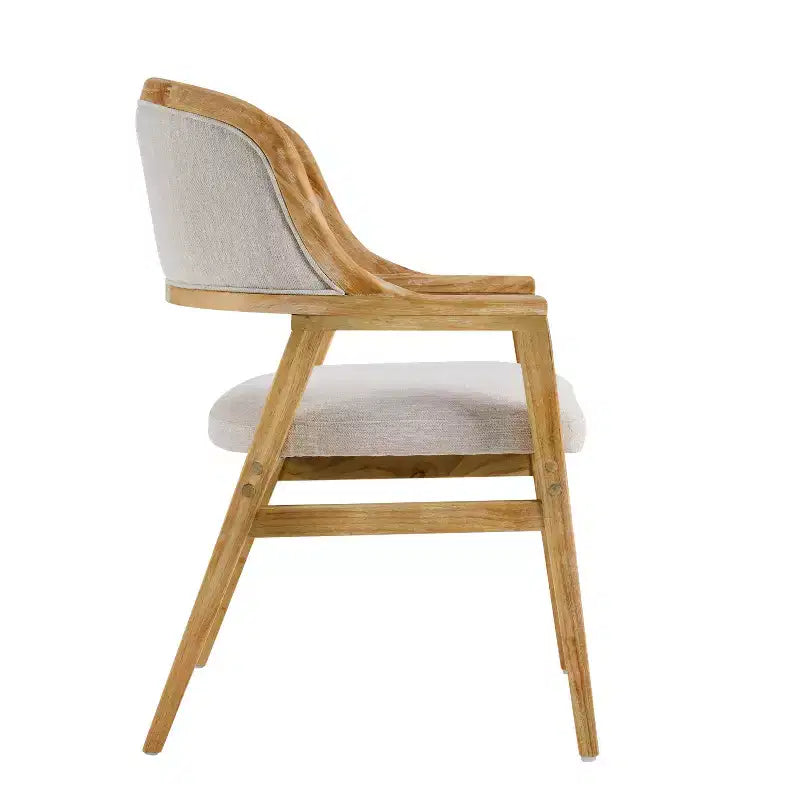 Sedie da pranzo imbottite Mid-Century Modern con braccioli e gambe in legno di gomma, set da 4