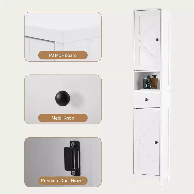 Armadietto da Bagno Alto 66,9", Organizer Stretto Indipendente con Ripiani Regolabili, Design Resistente all'Acqua, per Spazi Piccoli Cucina Ingresso,