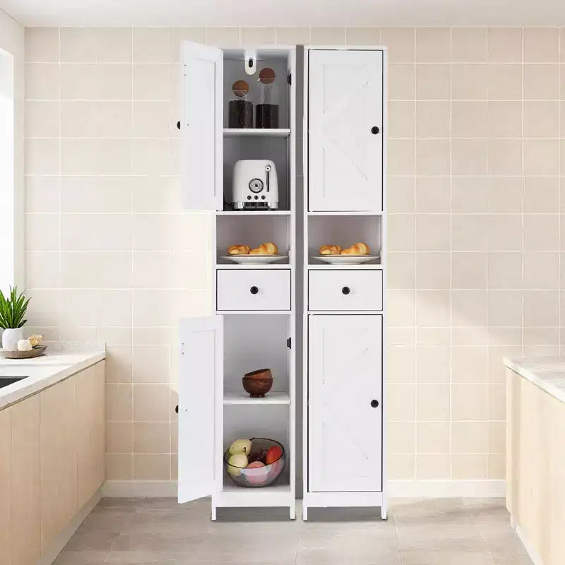 Armadietto da Bagno Alto 66,9", Organizer Stretto Indipendente con Ripiani Regolabili, Design Resistente all'Acqua, per Spazi Piccoli Cucina Ingresso,
