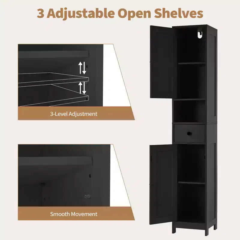 Armadietto da Bagno Alto 66,9", Organizer Stretto Indipendente con Ripiani Regolabili, Design Resistente all'Acqua, per Spazi Piccoli Cucina Ingresso,