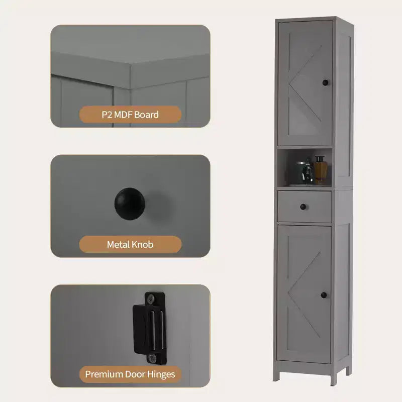 Armadietto da Bagno Alto 66,9", Organizer Stretto Indipendente con Ripiani Regolabili, Design Resistente all'Acqua, per Spazi Piccoli Cucina Ingresso,