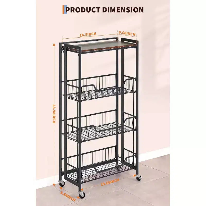 Carrello multiuso, carrello portaoggetti pieghevole, facile da montare, ampio spazio per l'archiviazione per ufficio, cucina, uso domestico