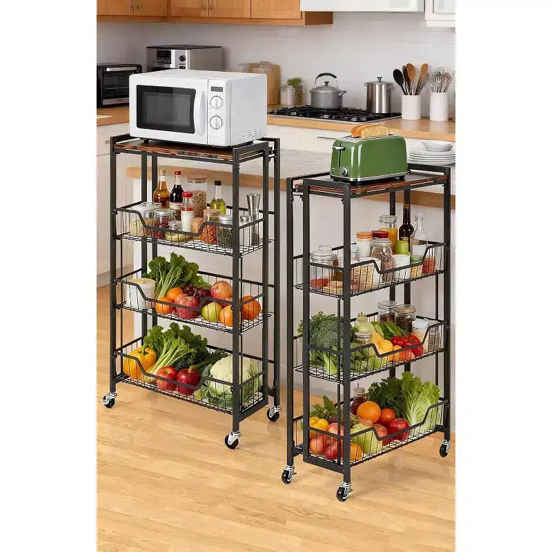 Carrello multiuso, carrello portaoggetti pieghevole, facile da montare, ampio spazio per l'archiviazione per ufficio, cucina, uso domestico