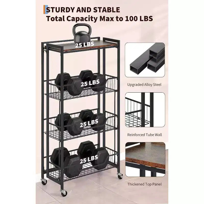 Carrello multiuso, carrello portaoggetti pieghevole, facile da montare, ampio spazio per l'archiviazione per ufficio, cucina, uso domestico