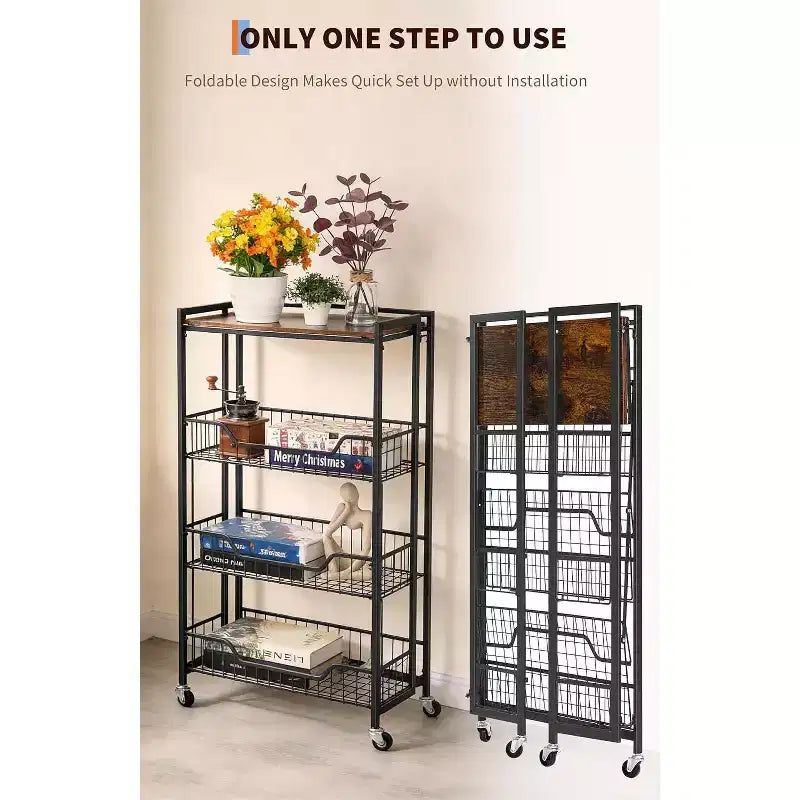 Carrello multiuso, carrello portaoggetti pieghevole, facile da montare, ampio spazio per l'archiviazione per ufficio, cucina, uso domestico
