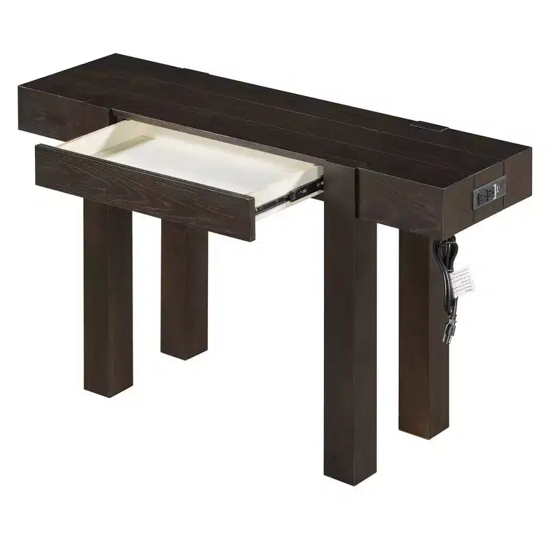Tavolo Consolle Rustico Minimalista da 47,25" con Cassetto Nascosto e Presa di Corrente Integrata (2 USB + 2 Prese)
