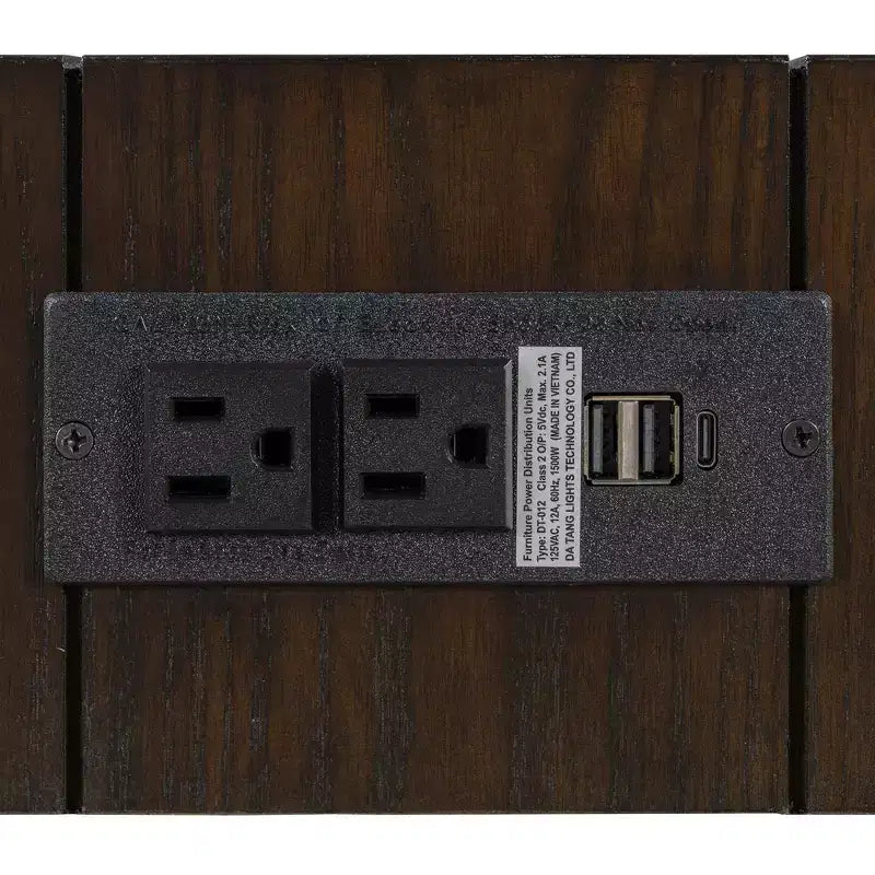 Tavolo Consolle Rustico Minimalista da 47,25" con Cassetto Nascosto e Presa di Corrente Integrata (2 USB + 2 Prese)