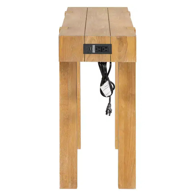 Tavolo Consolle Rustico Minimalista da 47,25" con Cassetto Nascosto e Presa di Corrente Integrata (2 USB + 2 Prese)