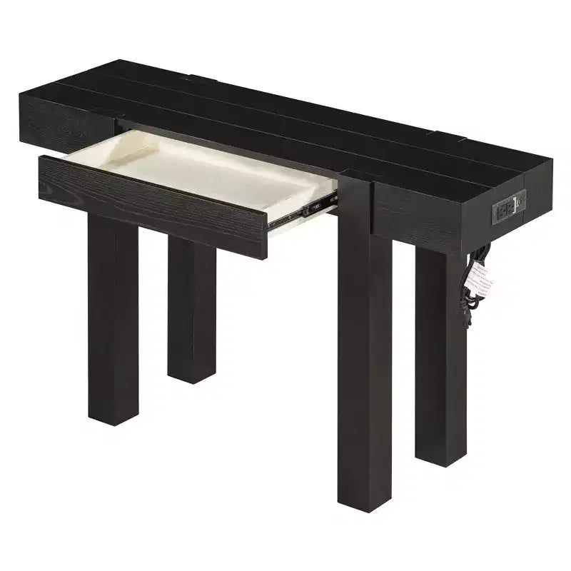 Tavolo Consolle Rustico Minimalista da 47,25" con Cassetto Nascosto e Presa di Corrente Integrata (2 USB + 2 Prese)