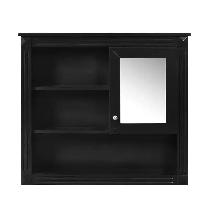 Mobiletto da Bagno a Parete da 81 cm con Specchio e 4 Ripiani Regolabili