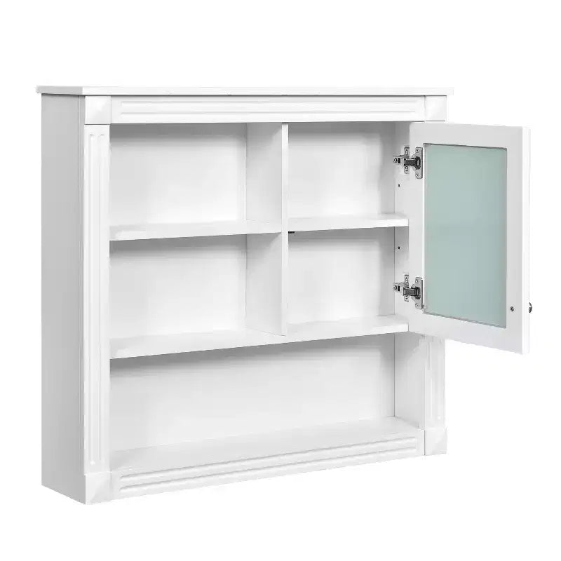 Mobiletto da Bagno a Parete da 81 cm con Specchio e 4 Ripiani Regolabili