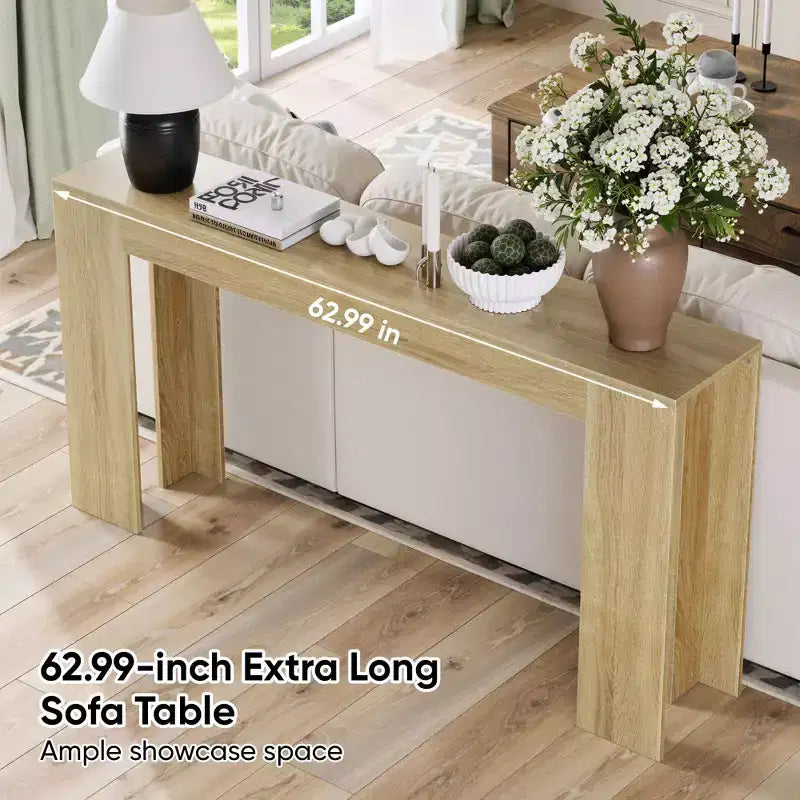Consolle da fattoria extra lunga da 160 cm, tavolo stretto da divano per ingresso e soggiorno, capacità di 90 kg