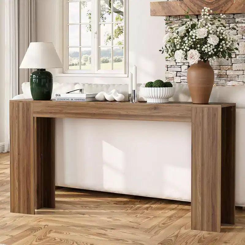 Consolle da fattoria extra lunga da 160 cm, tavolo stretto da divano per ingresso e soggiorno, capacità di 90 kg