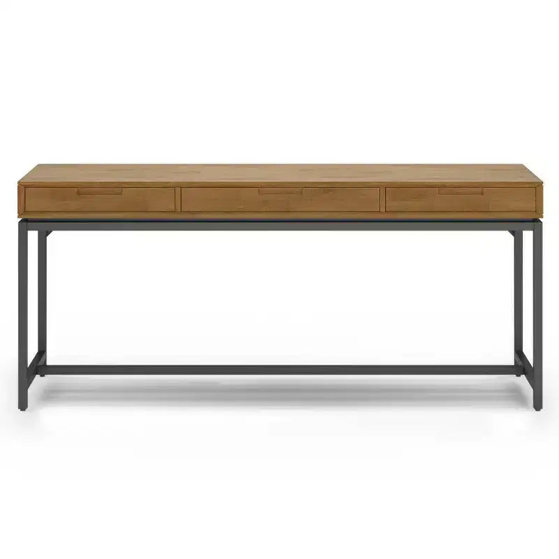 Scrivania Direzionale Mid-Century Larga 183 cm con Cassettiera Integrata e Vassoio Tastiera, Marrone Sella