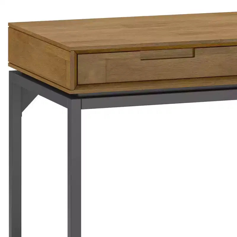 Scrivania Direzionale Mid-Century Larga 183 cm con Cassettiera Integrata e Vassoio Tastiera, Marrone Sella
