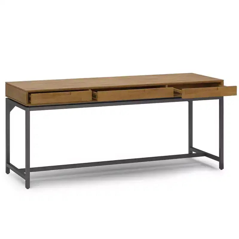 Scrivania Direzionale Mid-Century Larga 183 cm con Cassettiera Integrata e Vassoio Tastiera, Marrone Sella