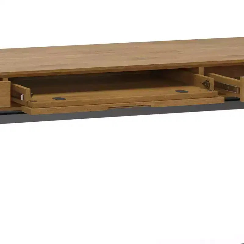Scrivania Direzionale Mid-Century Larga 183 cm con Cassettiera Integrata e Vassoio Tastiera, Marrone Sella