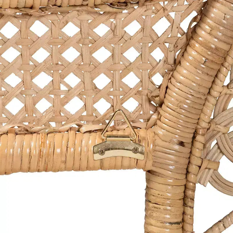 Testata da letto Queen Size in Rattan Naturale Indipendente, Marrone Naturale, Completamente Assemblata