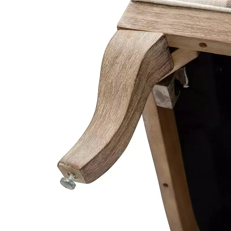 Poltrona Farmhouse a righe con braccioli in legno massello e supporto a molle per soggiorno e camera da letto