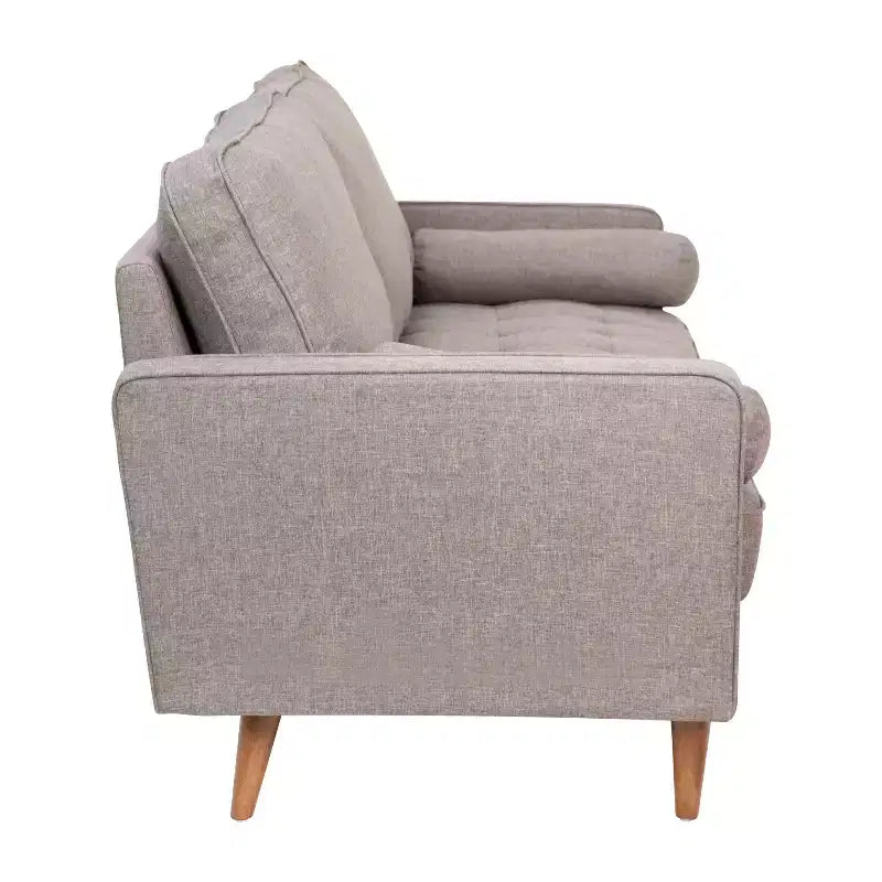 Divano con molle insacchettate stile Mid-Century Modern con cuscini dello schienale rimovibili e gambe in legno, 3 posti, capacità 360 kg