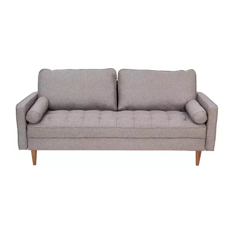 Divano con molle insacchettate stile Mid-Century Modern con cuscini dello schienale rimovibili e gambe in legno, 3 posti, capacità 360 kg