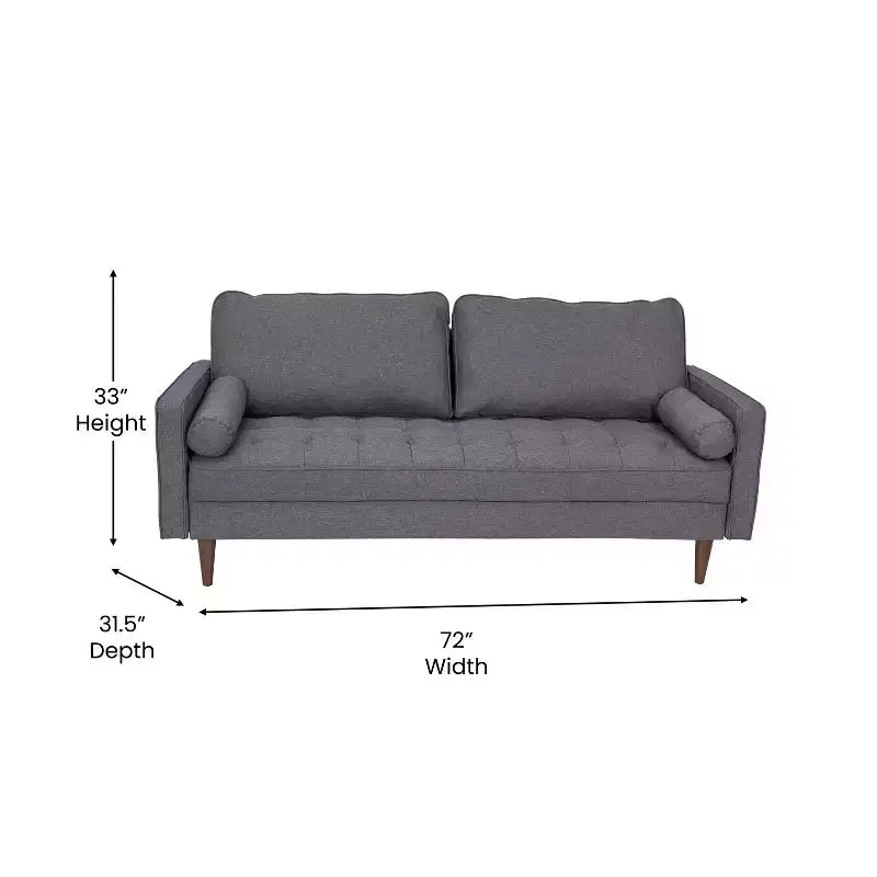 Divano con molle insacchettate stile Mid-Century Modern con cuscini dello schienale rimovibili e gambe in legno, 3 posti, capacità 360 kg